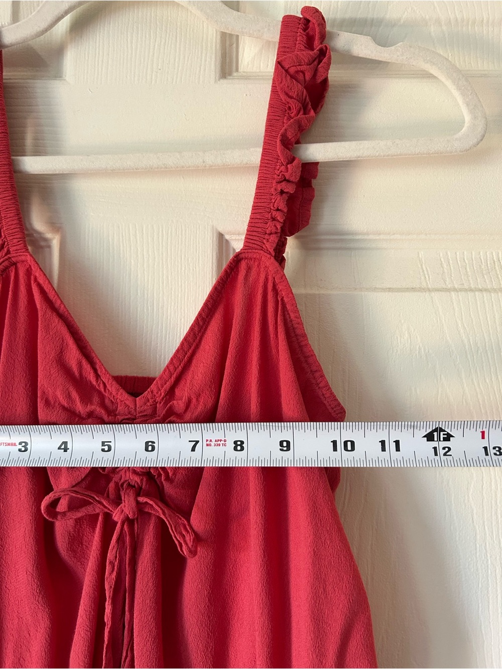 Express Red Ruffle Strap Tie Front Cami Ruched Tank Top - Size Small - Picture 7 of 8